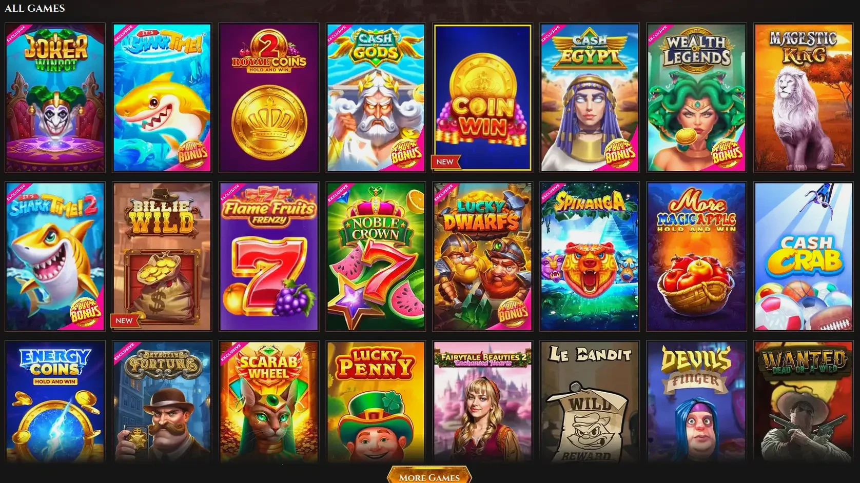 Powerup Casino Spieleauswahl